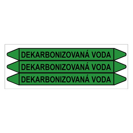 Značení potrubí, dekarbonizovaná voda,3 ks, 355 × 37 mm